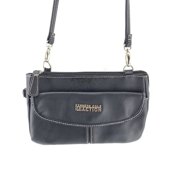 Kenneth Cole Reaction Black Small Crossbody Handbag Purse Vegan Leather Bag - Picture 1 of 9